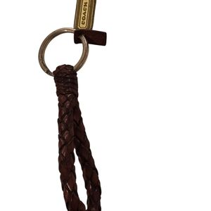 Coach Brown Braided Leather Keychain